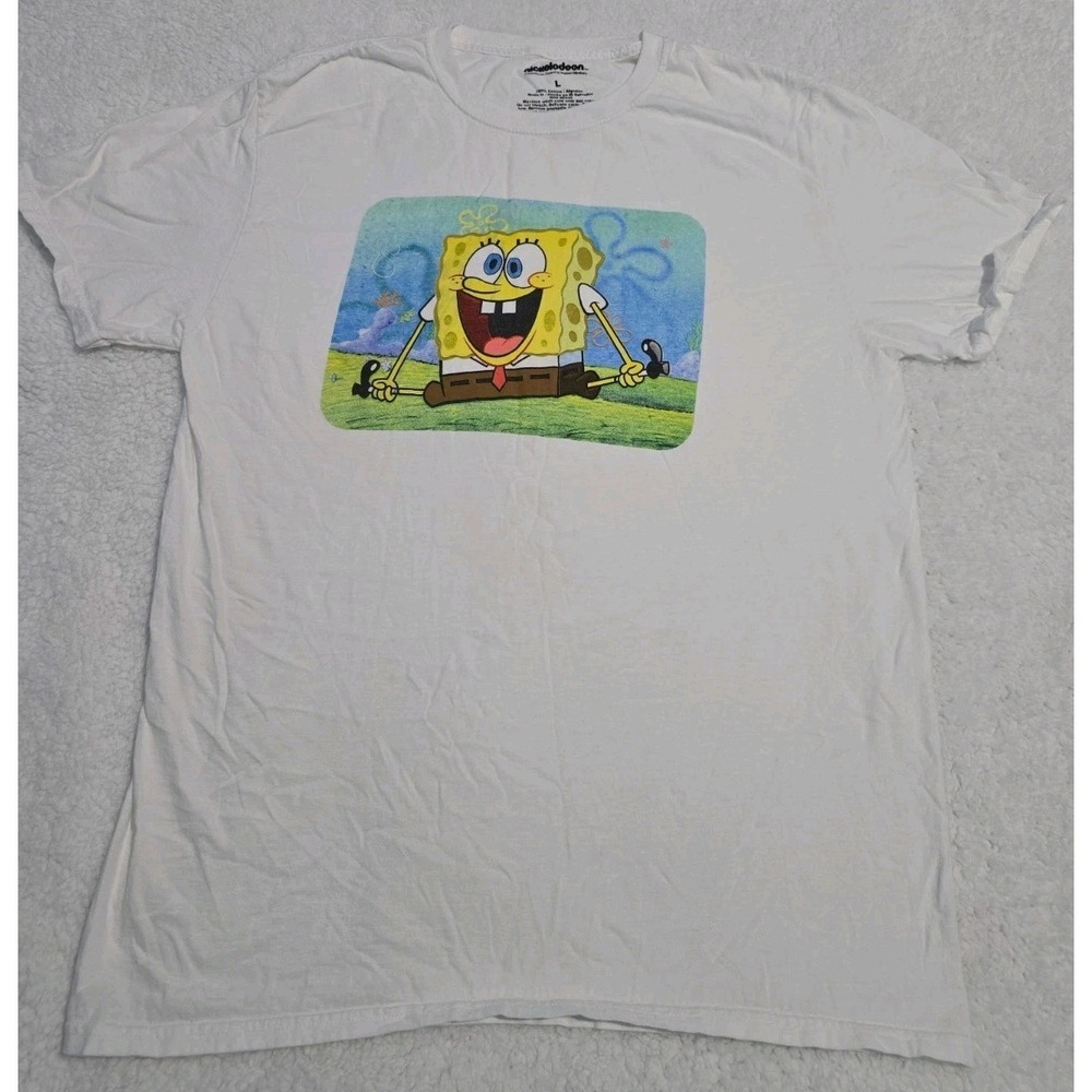 Nickelodeon SpongeBob SquarePants White Men's Shirt Viacom 2020 Size Large